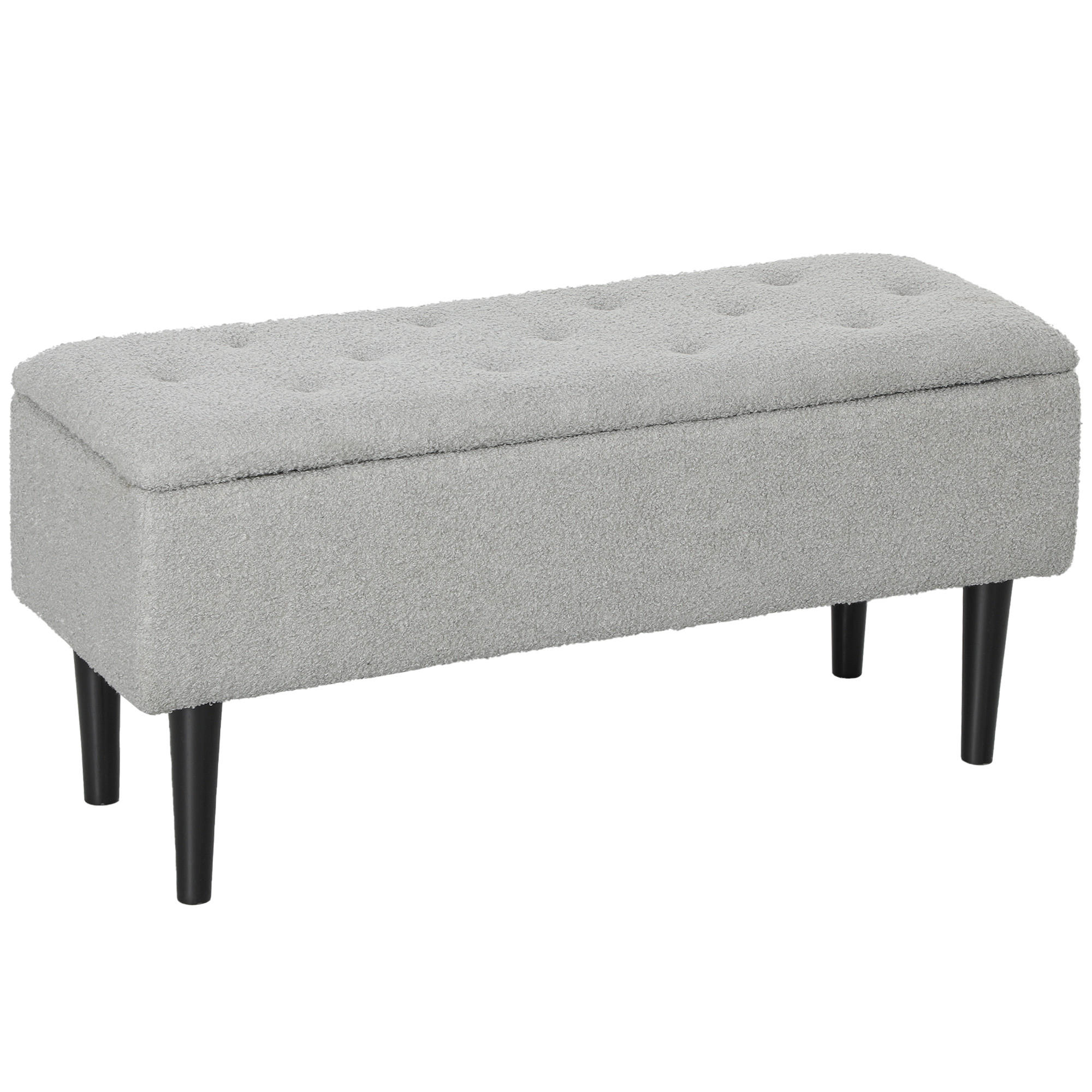 SITZBANK mit Stauraum, Bettbank, Polsterbank mit Klappdeckel, Samt, Grau - Grau, Kunststoff (38/45/95cm) - HOMCOM