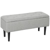 SITZBANK mit Stauraum, Bettbank, Polsterbank mit Klappdeckel, Samt, Grau - Grau, Kunststoff (38/45/95cm) - HOMCOM