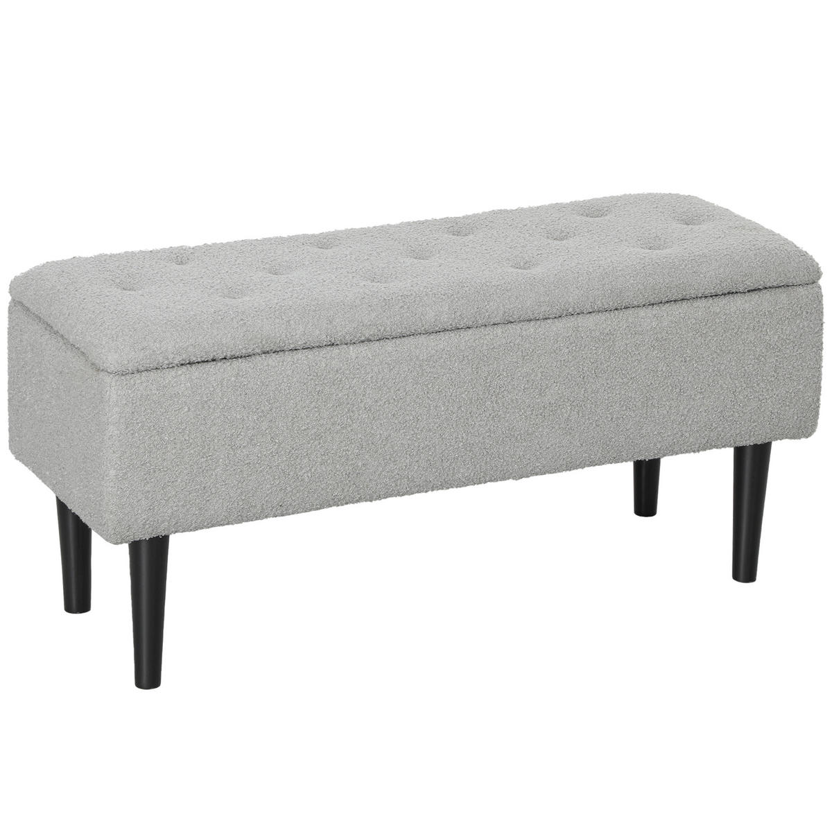 SITZBANK mit Stauraum, Bettbank, Polsterbank mit Klappdeckel, Samt, Grau - Grau, Kunststoff (38/45/95cm) - HOMCOM