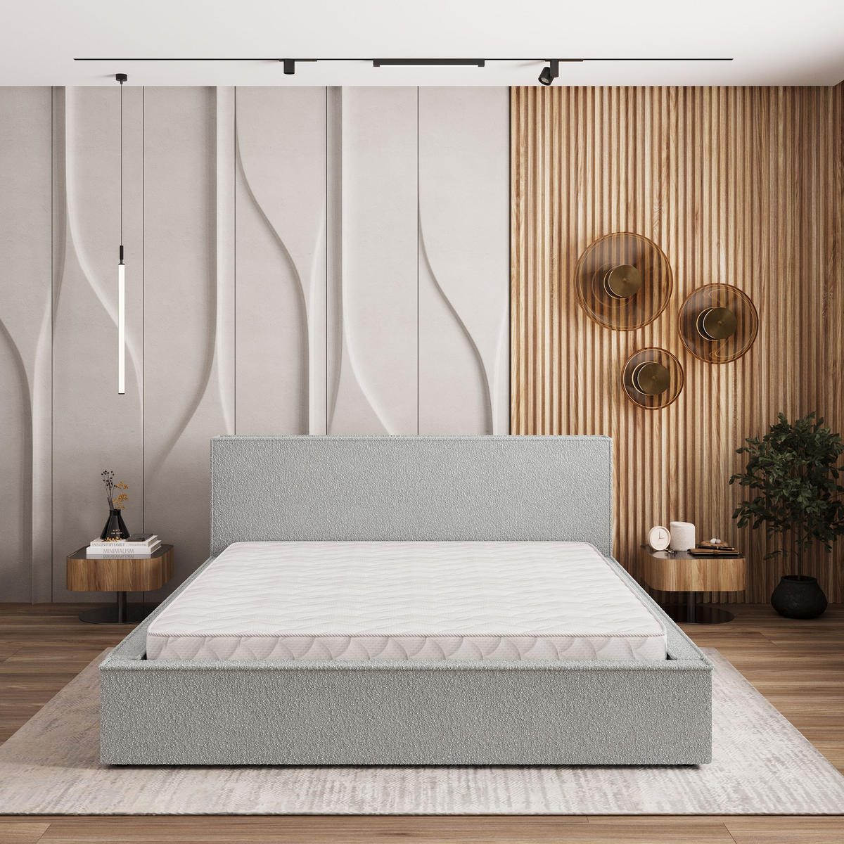 ČALOUNĚNÁ Postel CELORA 160x200 cm Světle šedá - světle šedá, kompozitní dřevo/textil (160/200cm) - MASSENO