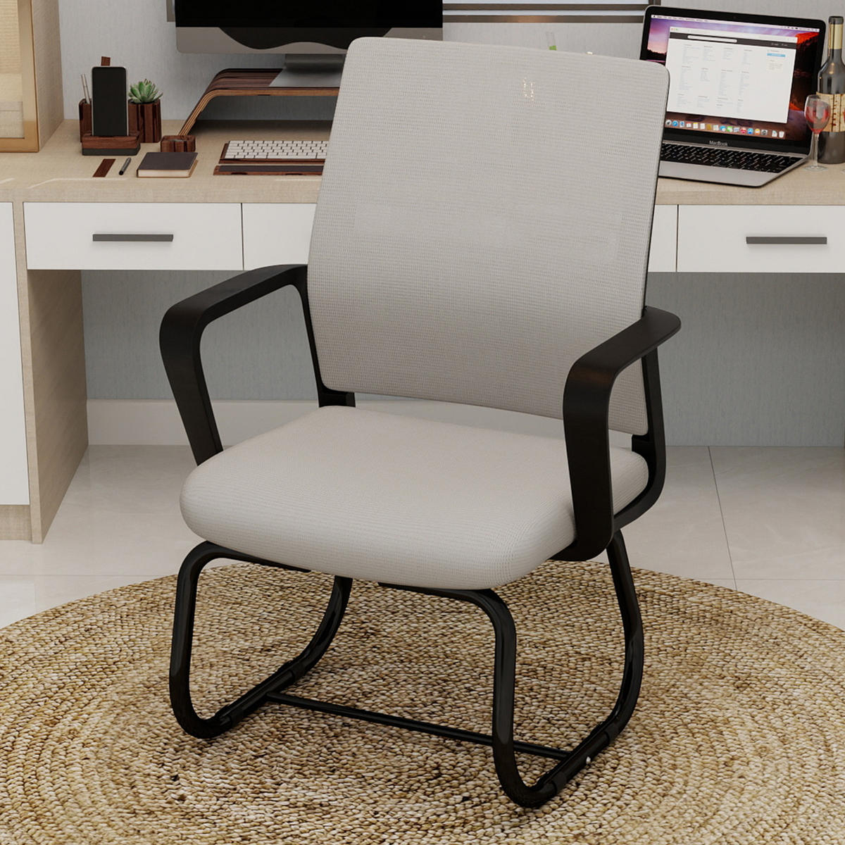 DREHSTUHL Netz & Mesh Grau & Schwarz - Schwarz/Grau, Textil/Metall (59/90/55cm) - WISHDOR