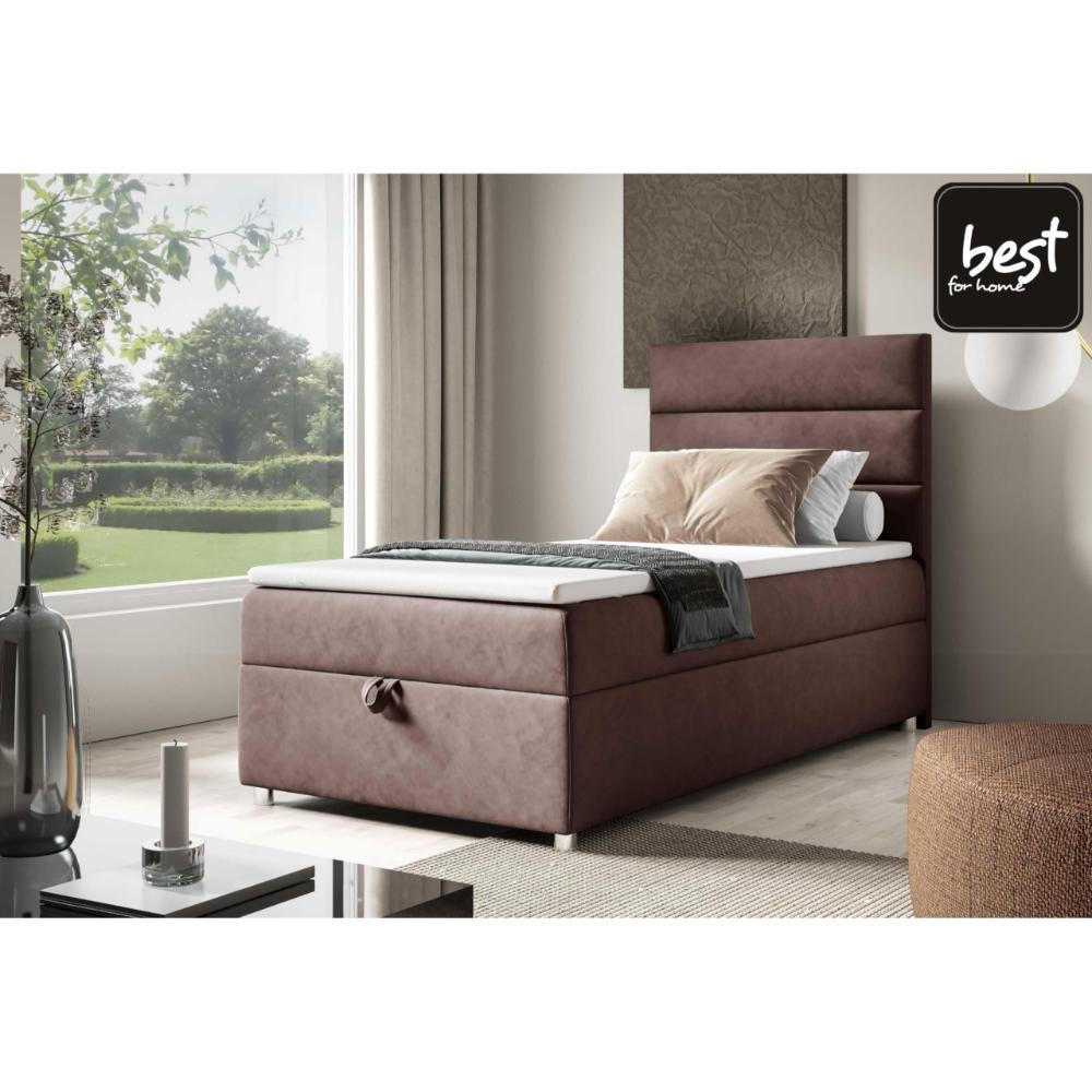 BOXBETT mit Bettkasten Trinity K4-SINGLE Bonellfederkern inkl. Topper - Braun, Holz/Holzwerkstoff (100/200cm) - Best For Home
