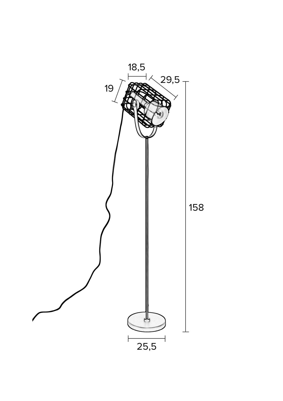 STEHLAMPE Cage - Weiß - 32/21.5/158 cm - Weiß, Kunststoff (32/21.5/158cm)