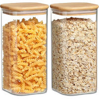 VORRATSGLÄSER 2-teiliges Set Glas mit Bambusdeckel 1600ml - Beige, Glas (10/20.5/10cm)