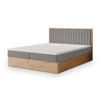 BOXBETT VARELI 140x200 cm mit Matratze und Topper - Grau - Grau, Holz (140/200cm) - MASSENO