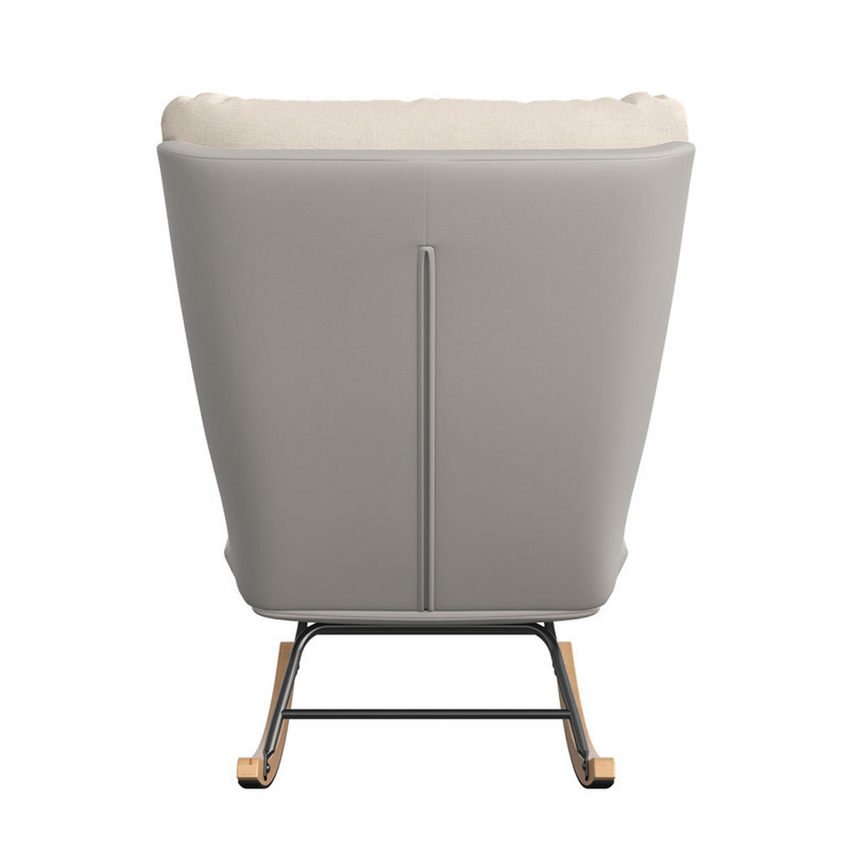 SCHAUKELSTUHL, Metallgestell, geräuschlose Holzbeine, abnehmbare Kissen, Leinen+technisches Tuch, Beige - Beige, Textil (72/93/83cm) - WoodenAura