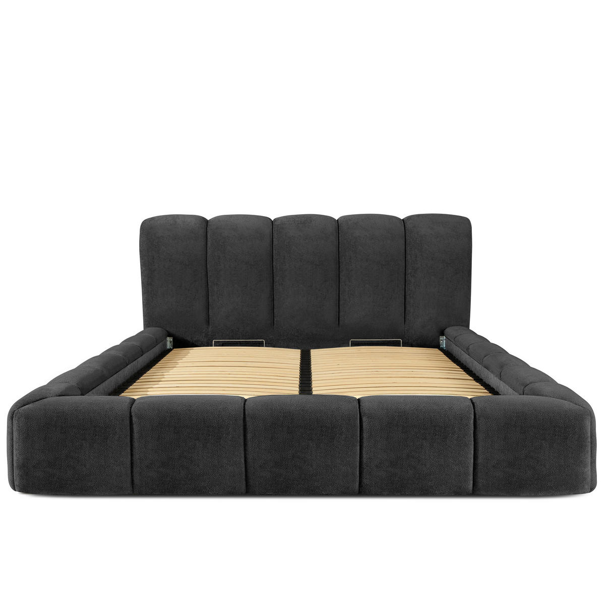 POLSTERBETT MERIDE Chenille, Anthrazit - Anthrazit/Schwarz, Holz/Textil (180/200cm) - KONSIMO®