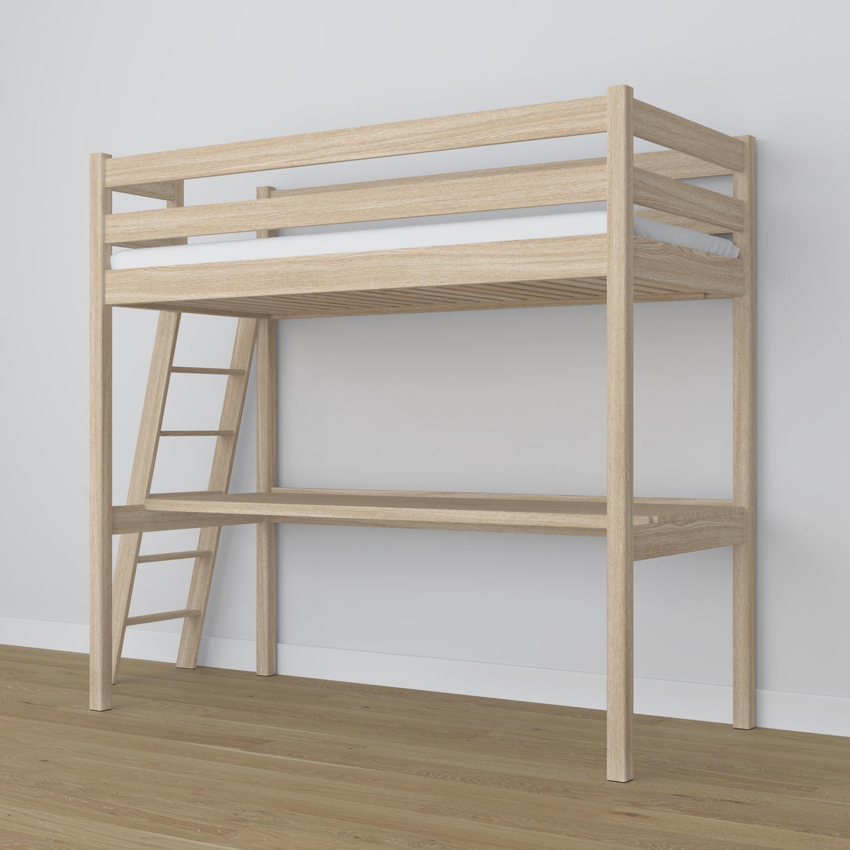HOCHBETT N02 mit Schreibtisch Sonoma Eiche 120/180 - Sonoma Eiche, Naturmaterialien/Holz (120/180cm) - N-Wood
