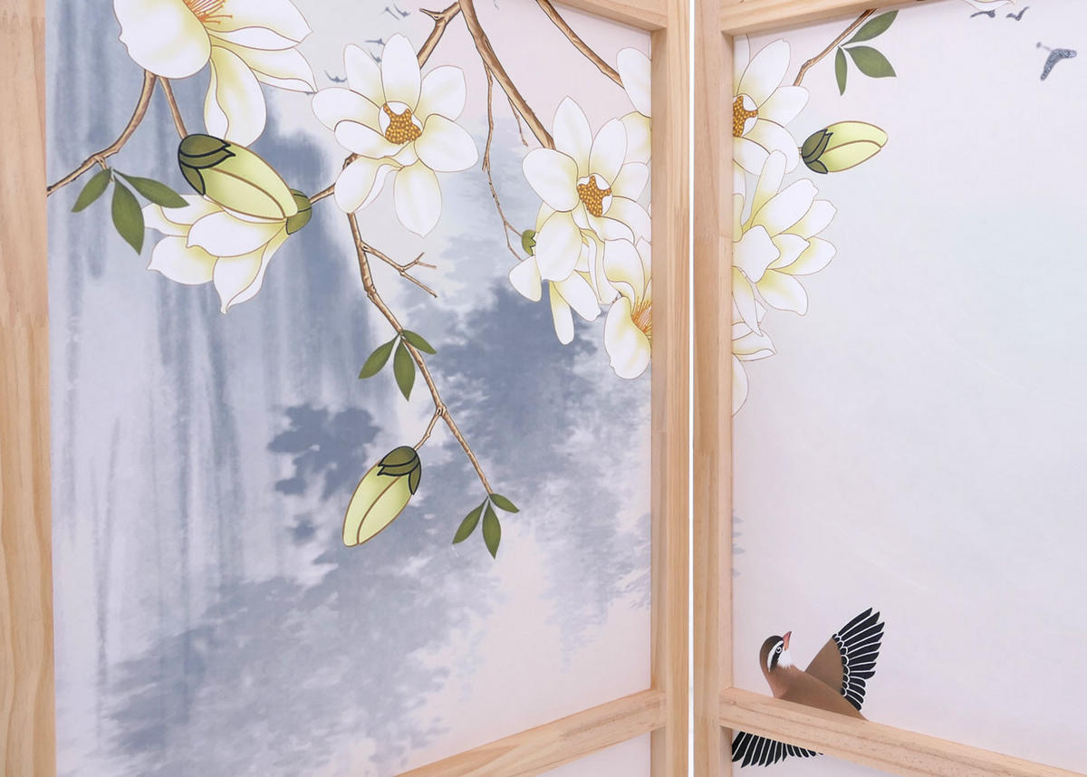 PARAVENT Blau - Blau, Holz (227/170/2cm) - MCW