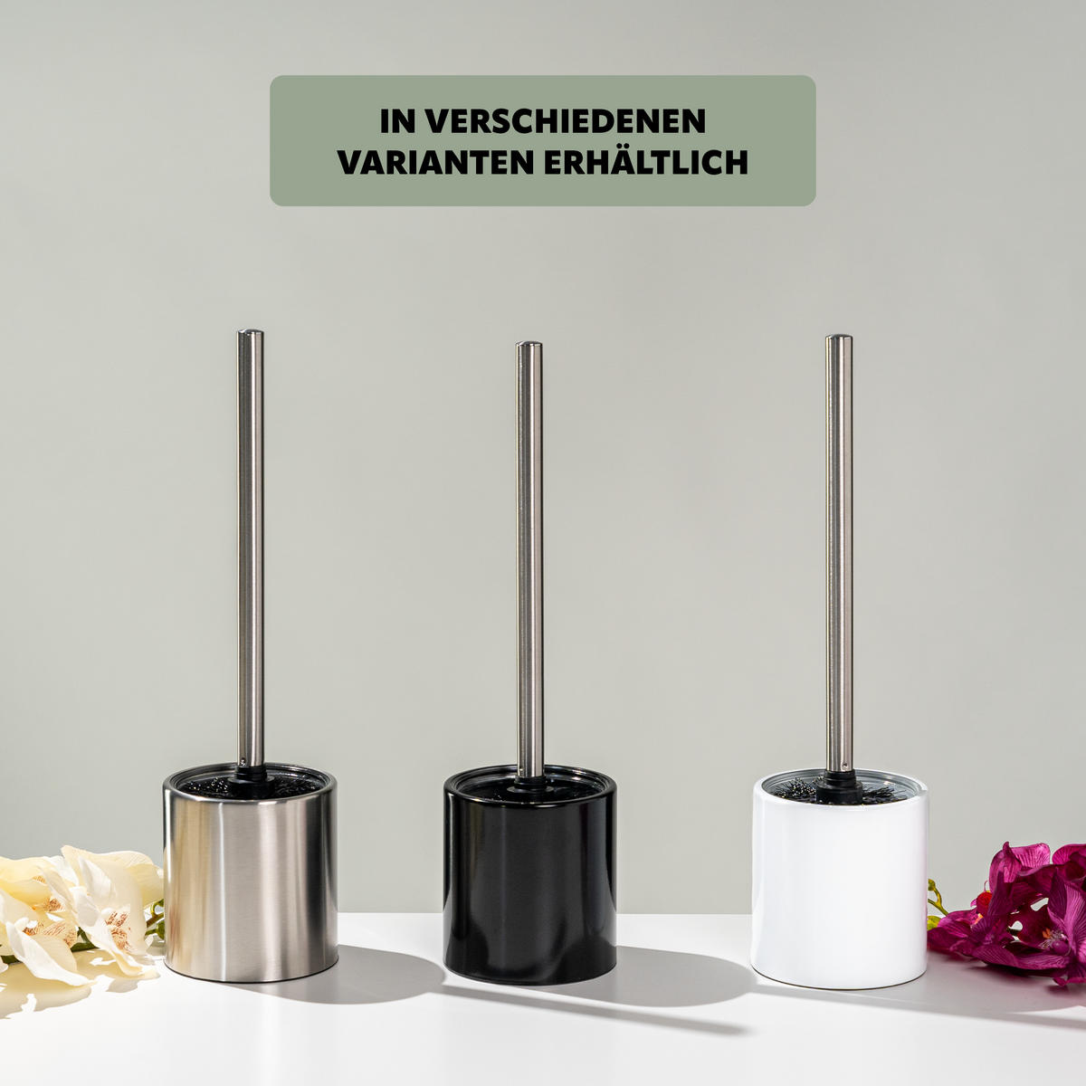 WC-GARNITUR TIRANO, Edelstahl, schwarz - Schwarz, Metall (10/37/10cm) - bremermann