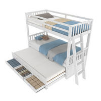 ETAGENBETT 90/200 cm Weiß Kiefernholz mit 3 Schubladen für Kinder - Weiß, Holz (90/200cm) - OKWISH