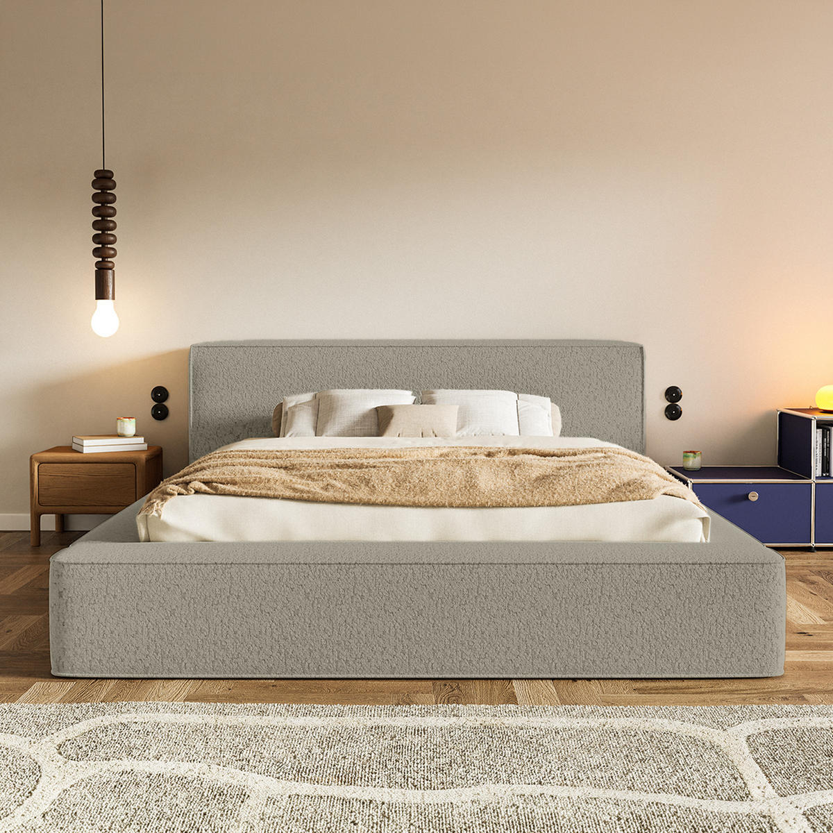 POLSTERBETT Mummo Premium 200x200 cm, Taupe - Taupe, Textil (200/200cm) - Fedve