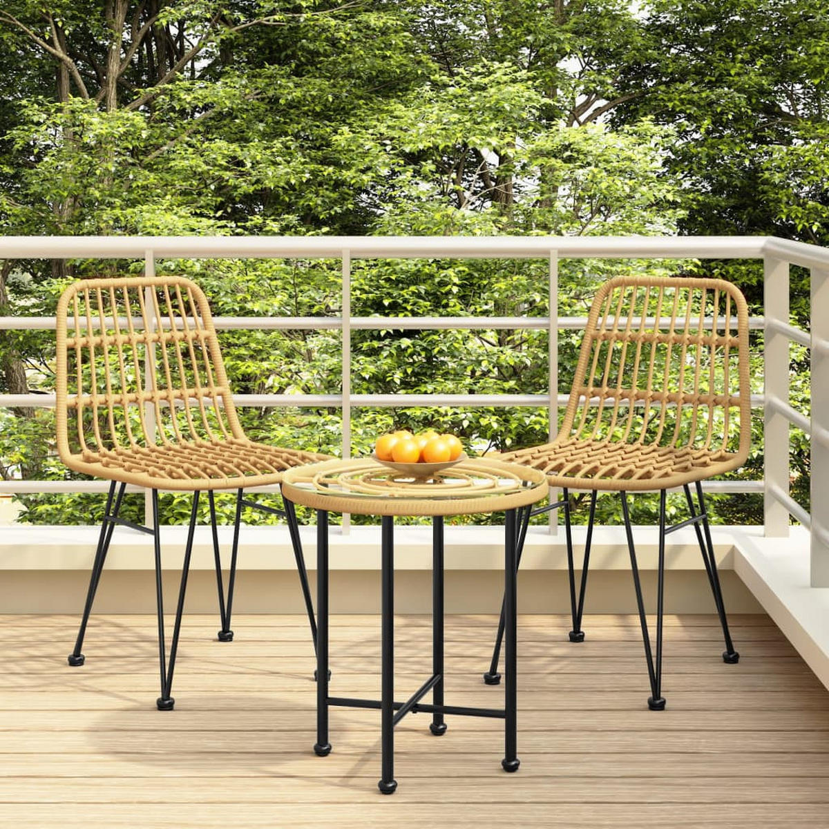 GARTENSTÜHLE 2 Stk. 48x62x84 cm PE-Rattan - Braun, Metall (48/84/48cm) - furnicato