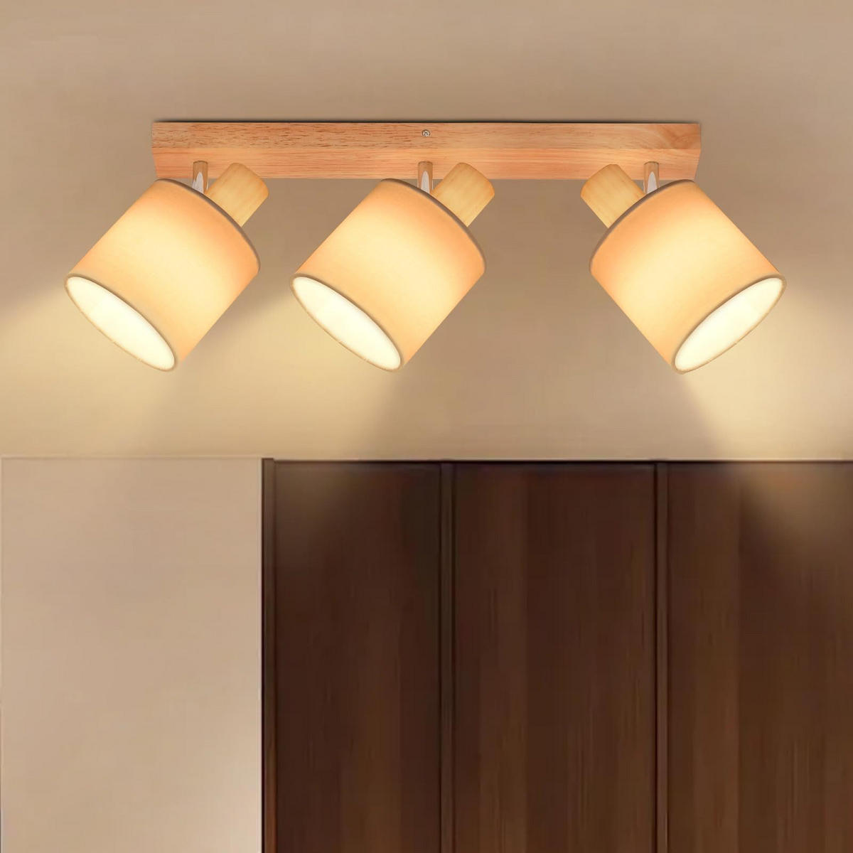 DECKENSTRAHLER Rin 48/16/13cm - Eukalyptusholzfarben, Holz (48/16/13cm) - ZMH