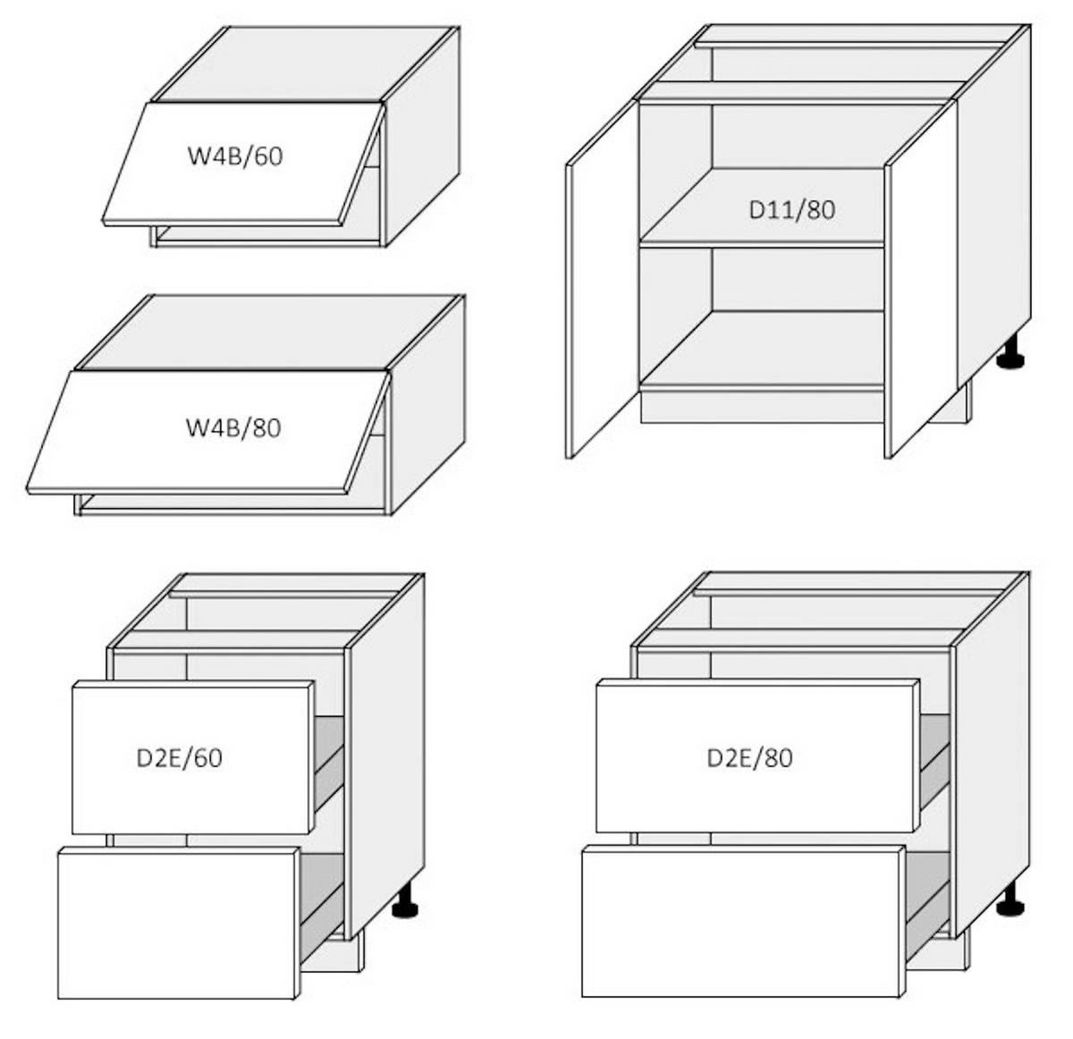 KÜCHENLEERBLOCK Platinium weiß matt / schwarz & weiß Hochglanz 14-teilig - Schwarz/Weiß, Holzwerkstoff/Metall (280/240/60cm) - Feldmann-Wohnen