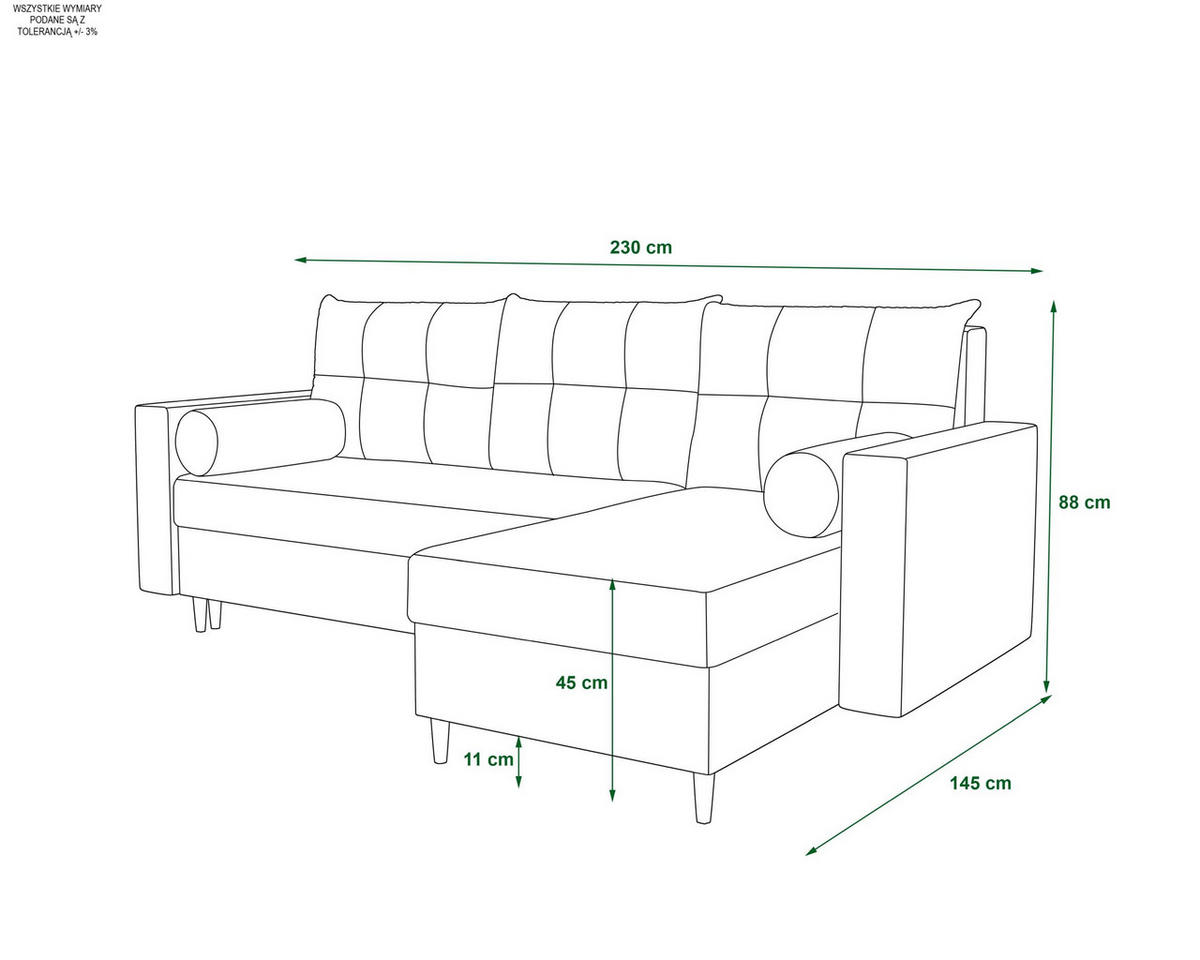 ECKSOFA SKANDI Cosmic 10 Links mit Schlaffunktion - Beige, Textil (230/145cm) - Bedante