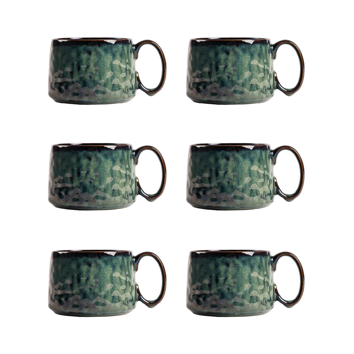 BECHER Mido niedrig türkis 0,4 l 6er-Set - Türkis, Keramik (0.4L) - Homla