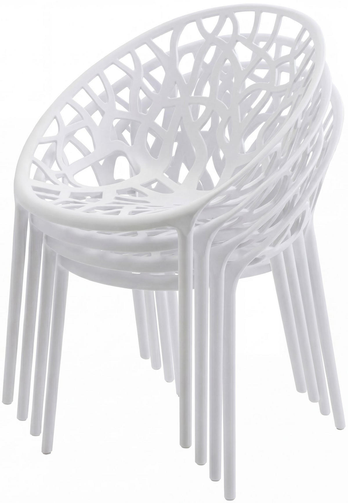 GARTENMÖBEL-SET Sofia 4 Stühle 180x180x80cm Kunststoff Weiß Balkonset - Weiß, Kunststoff - DELUKE