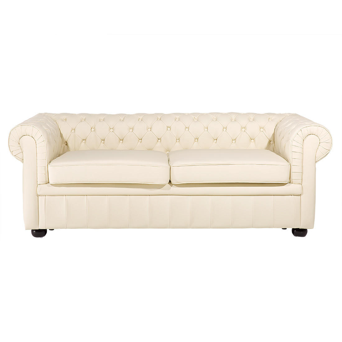 SOFA Leder Creme Chesterfield - Beige, Leder/Fell (195/70/75cm) - Beliani