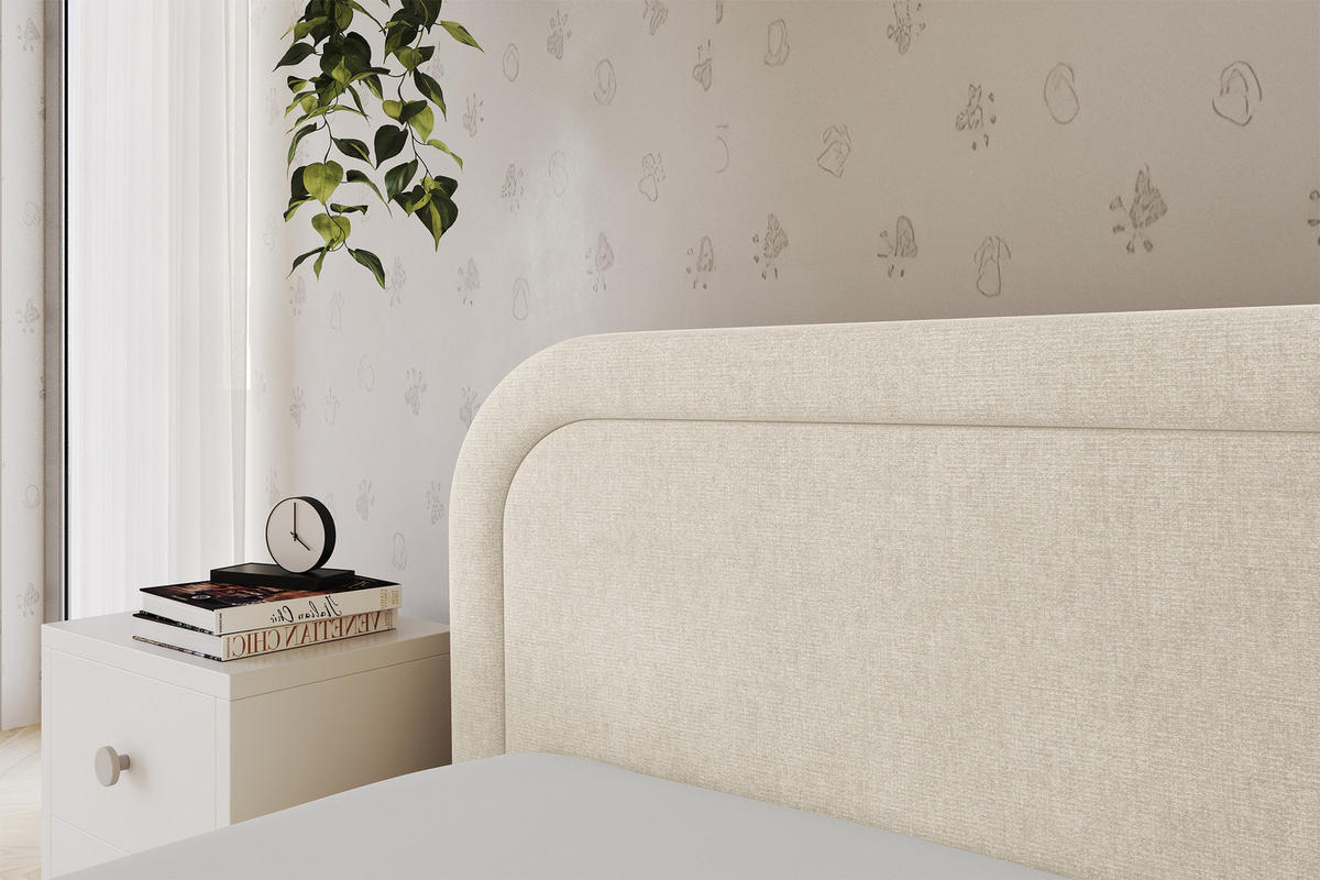EINZELLBETT Jugendbett mit Bettkasten, Rechts - JOVY 80x200 Beige - Naturfarben, Holzwerkstoff/Textil (80/200cm) - ALTDECOR