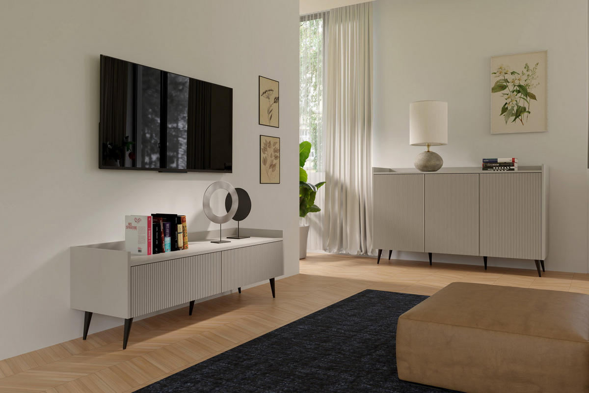 TV-LOWBOARD Arysa in Beige Kaschmir 120/45/41 cm - Kaschmir/Beige, Holzwerkstoff/Metall (121/45/41cm) - WFL GROUP