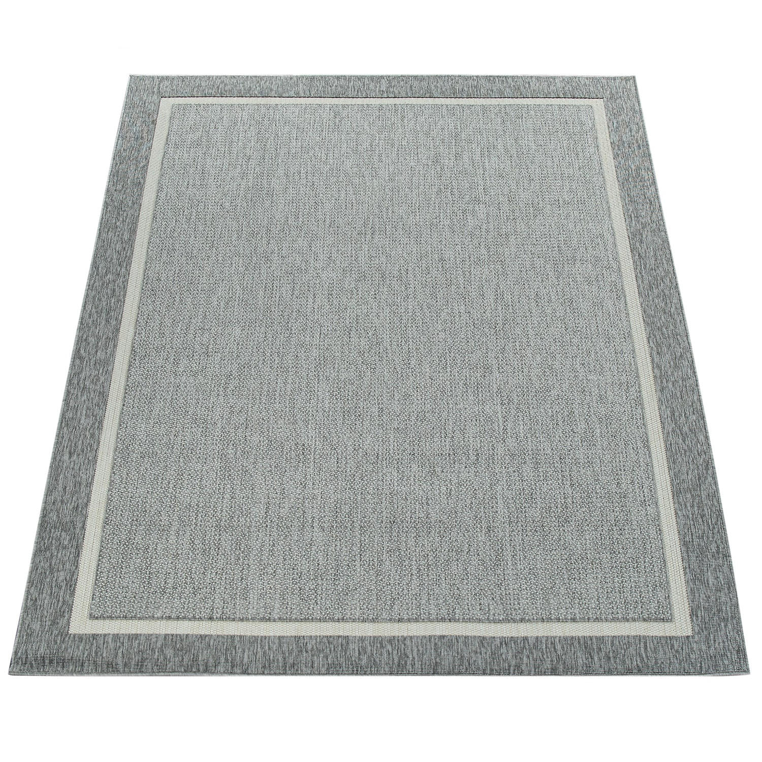 TEPPICH Outdoor Unifarben Bordüre Balkon, Terrasse schmutzabweisend Grau Rechteckig 80x150 - Grau, Textil (80/150cm) - KADIMA DESIGN