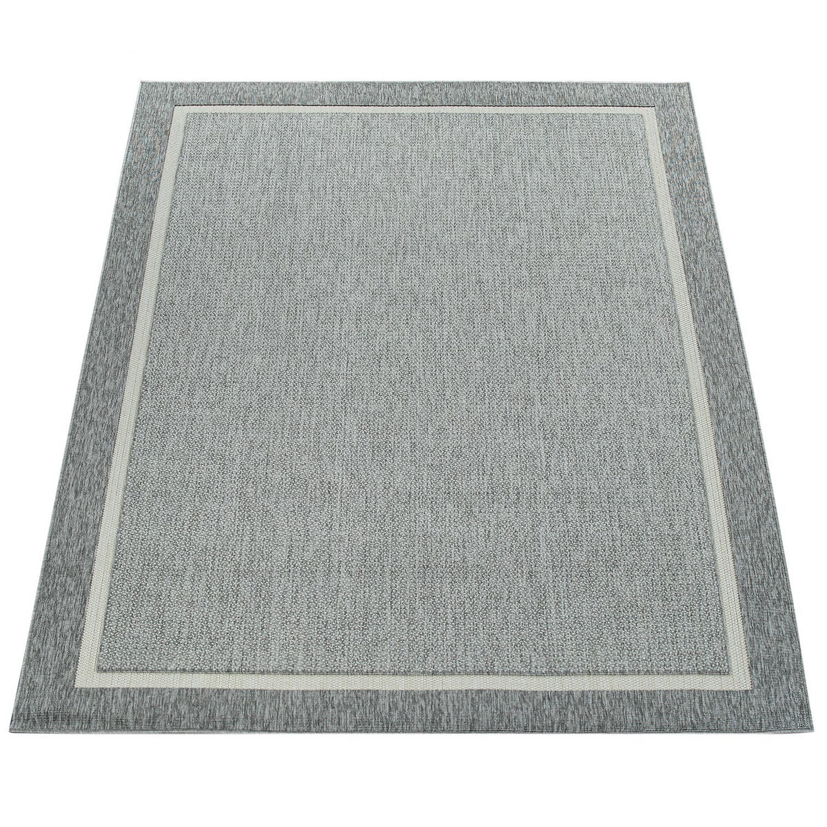 TEPPICH Outdoor Unifarben Bordüre Balkon, Terrasse schmutzabweisend Grau Rechteckig 120x170 - Grau, Textil (120/170cm) - KADIMA DESIGN