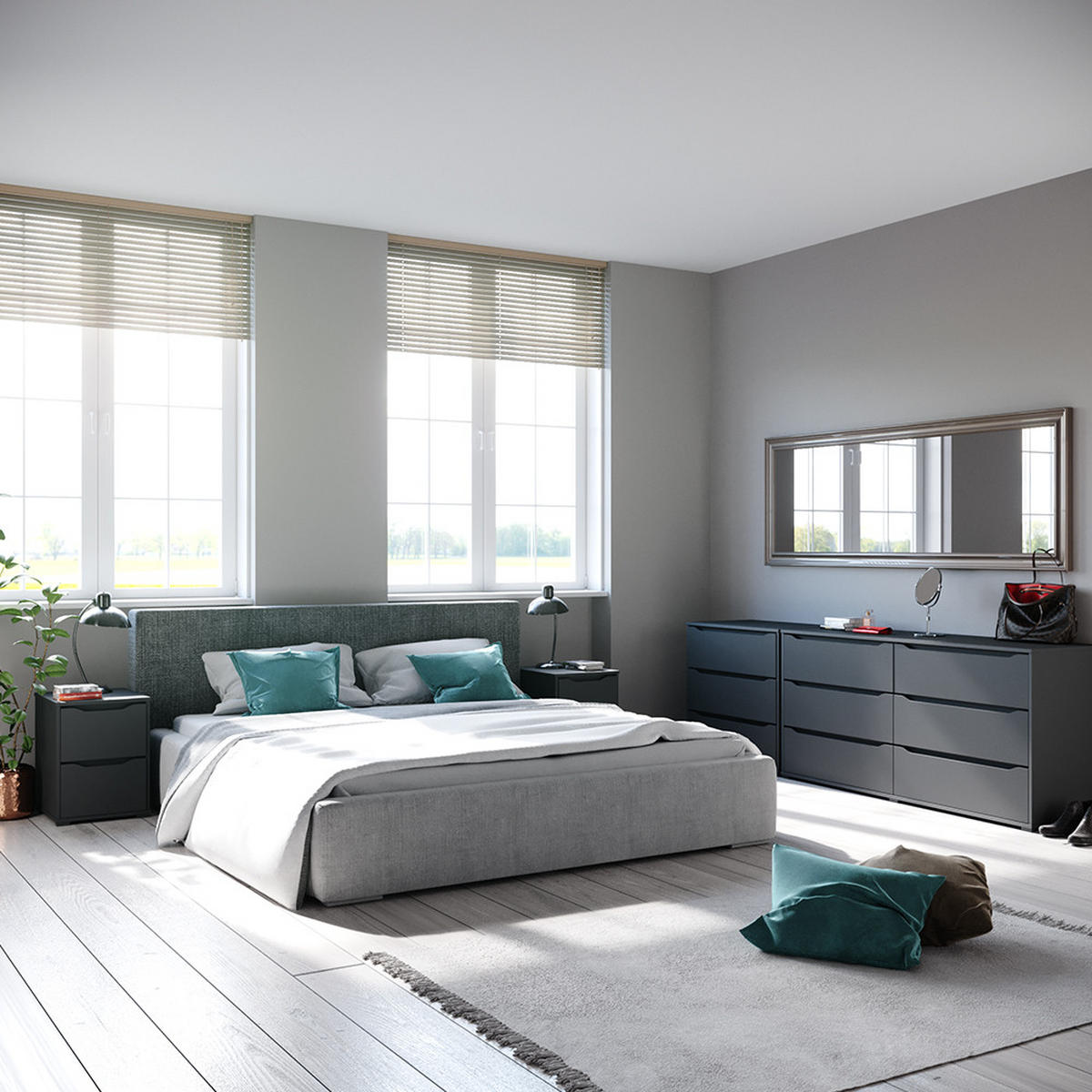 KOMMODE Ruben Anthrazit 160 x 77.6 cm - Anthrazit, Holzwerkstoff (48/77.6/160cm) - Vicco