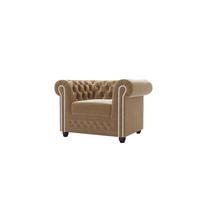 CHESTERFIELD-SESSEL Nyx Beige Samt - Beige/Braun, Holz/Textil (94/72/86cm) - S-Style Möbel