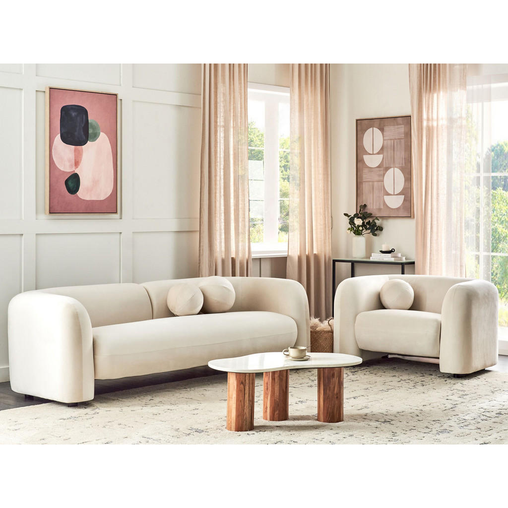 Thumbnail - Beliani 4-Sitzer-Sofa, Weiß, Textil, 83x83x224 cm, Wohnzimmer, Sofas & Couches, Sitzgarnituren