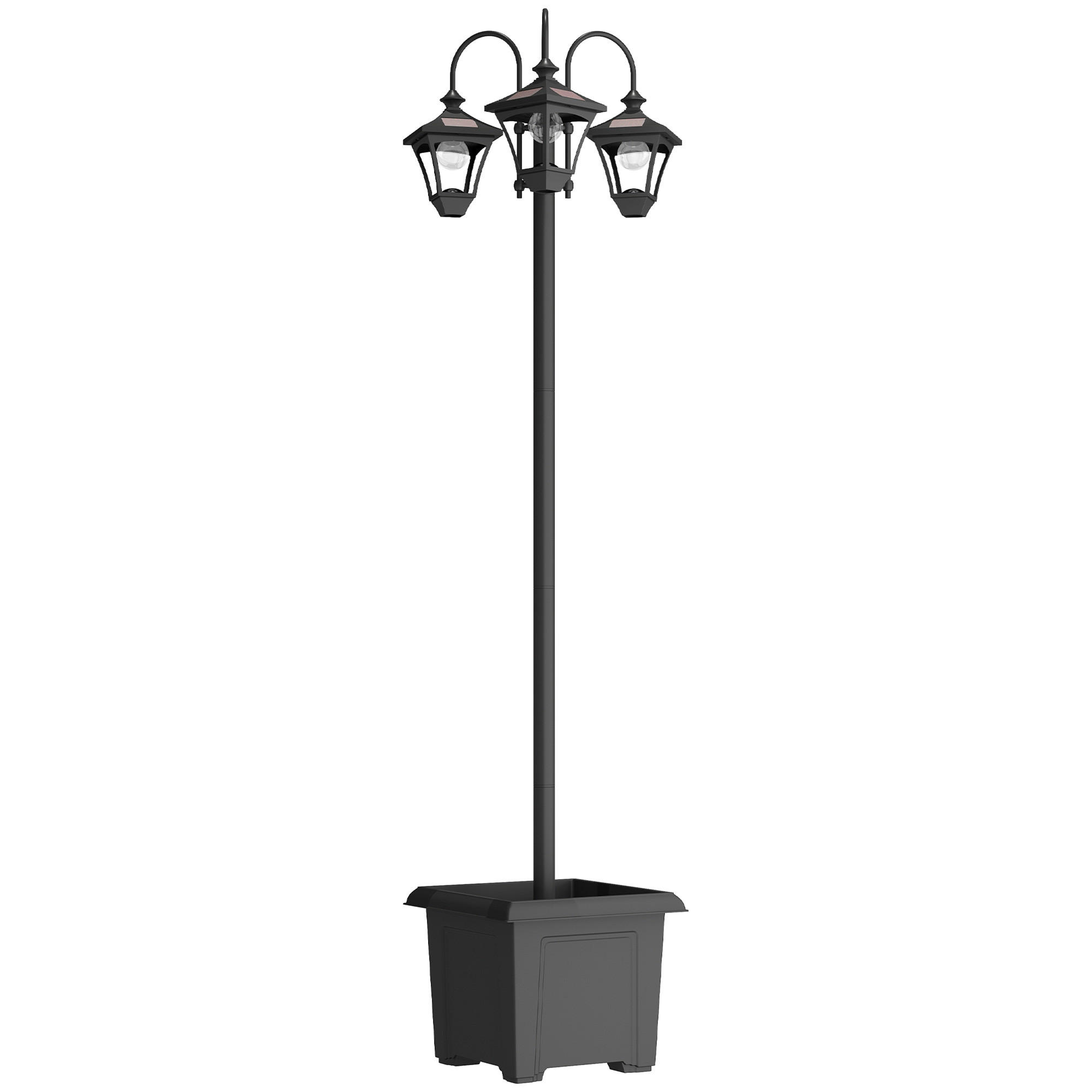 SOLÁRNÍ lucerna ABS nerezová černá - černá, kov (52/52/185cm) - Outsunny