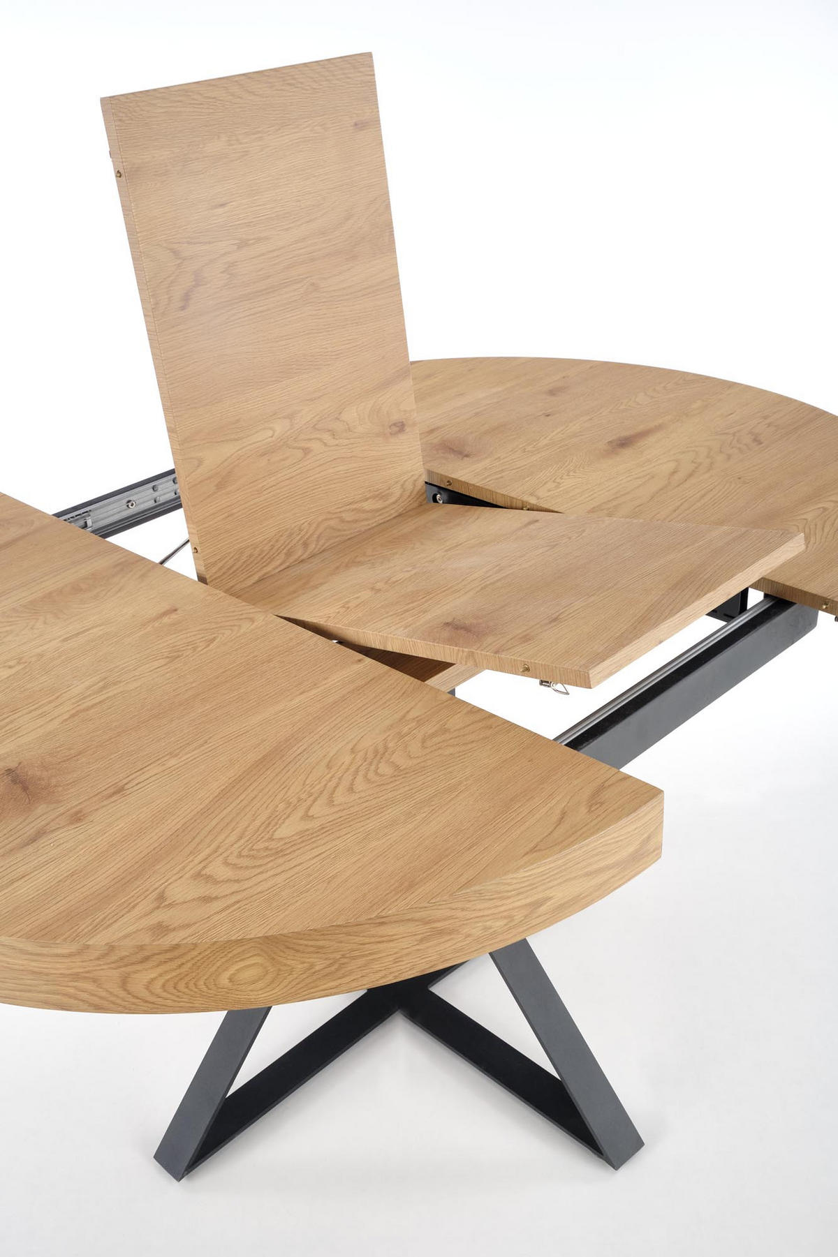 ESSTISCH rund Eiche Gold - Schwarz ausziehbar - Eichefarben/Schwarz, Holzwerkstoff (120/120/76cm) - designimpex