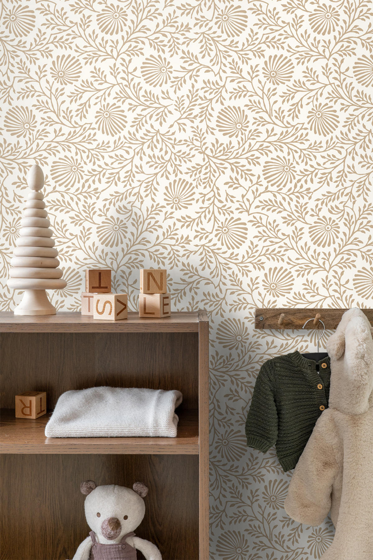 TAPETE Blumenmuster 50 x 900 cm - Beige, Papier (50/900cm) - ESTAhome