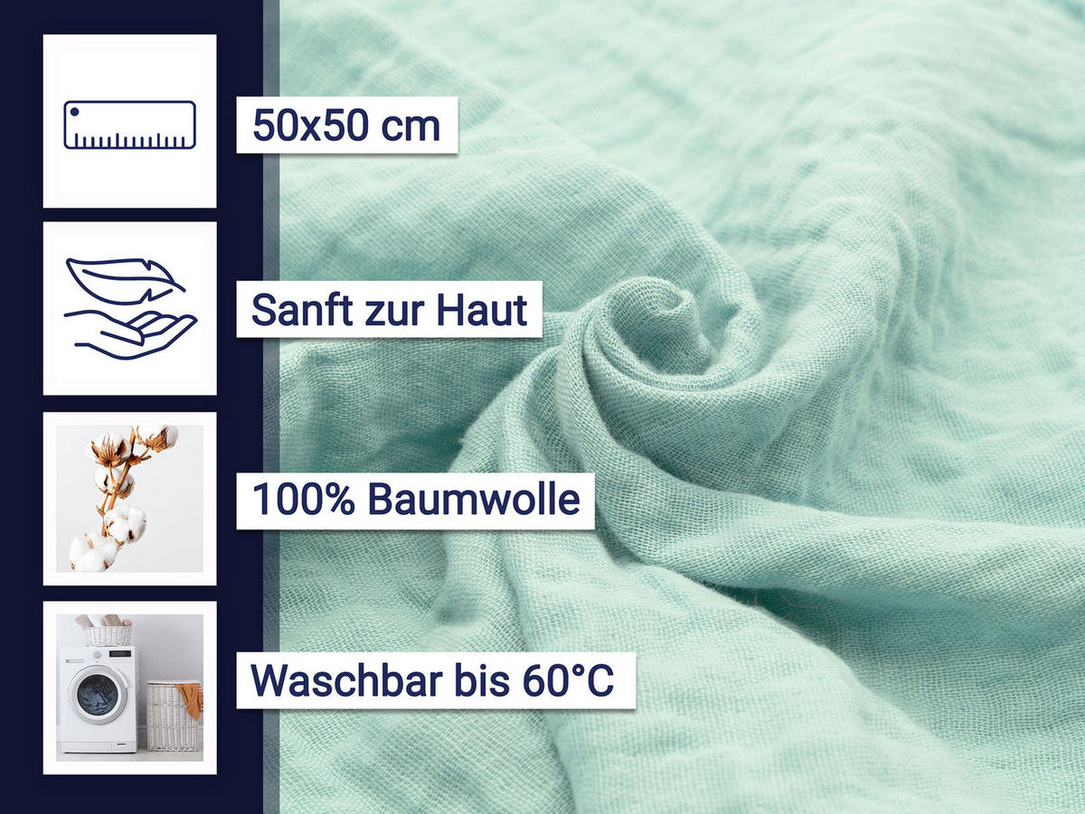 STOFFSERVIETTEN, 6er-Set, 50x50 cm, 100% Baumwolle - Salbeigrün, Textil (50/50cm) - Zollner