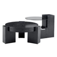 COUCHTISCH aus MDF und Glas Ø61x30 cm in Schwarz mit 2-tlg. Nestdesign - Schwarz, Holzwerkstoff (61/61/30cm) - Modfu