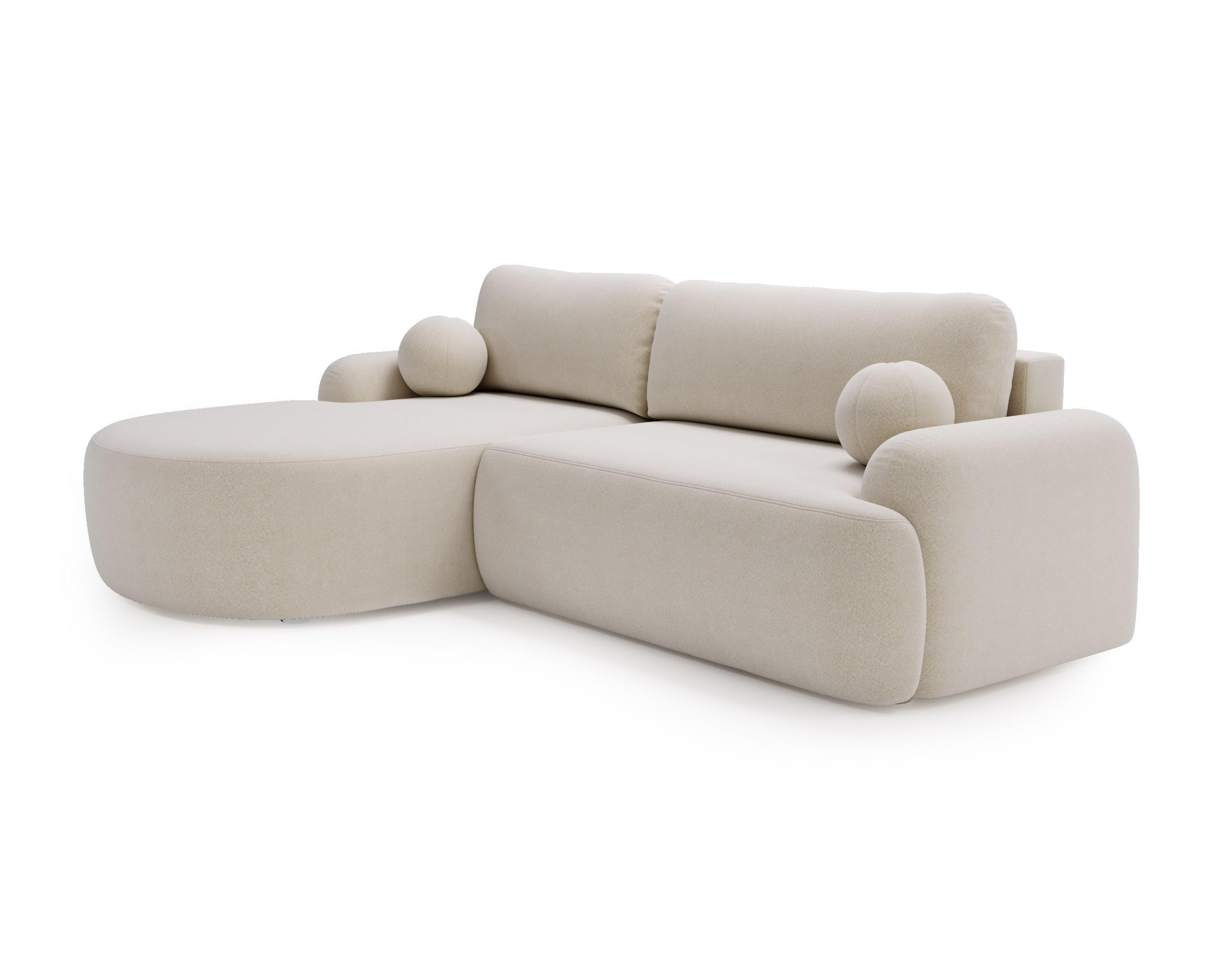 ECKSOFA Cloudy Creme, Sofa aus Boucle-Stoff mit Kissen, linke seite - Creme, Holzwerkstoff/Textil (177/261cm) - Bettso
