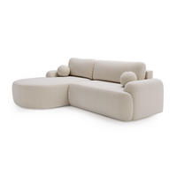 ECKSOFA Cloudy Creme, Sofa aus Boucle-Stoff mit Kissen, linke seite - Creme, Holzwerkstoff/Textil (177/261cm) - Bettso