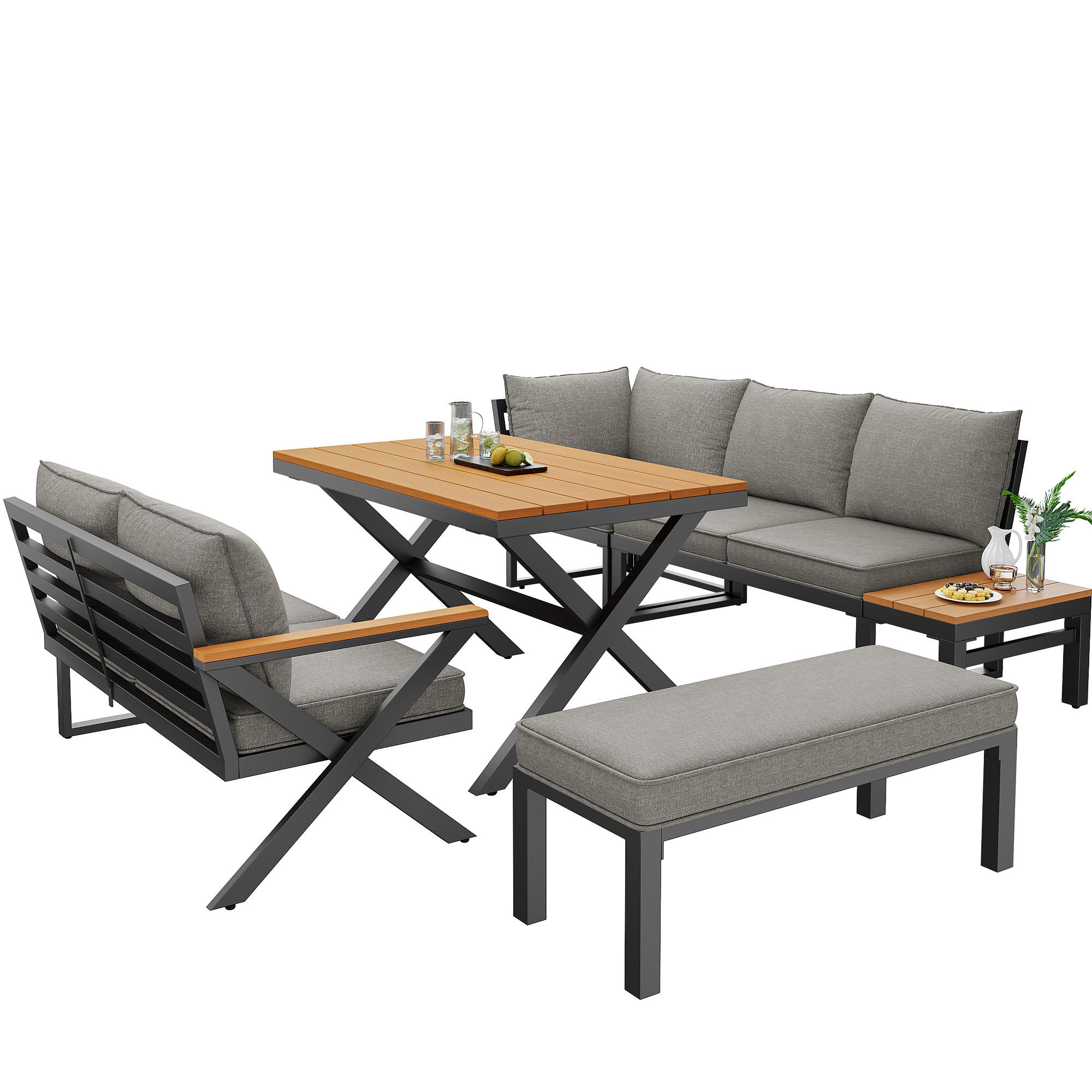 LOUNGE-GRUPPE X-Design Grau/Beige - Grau, Metall - ComfortXL