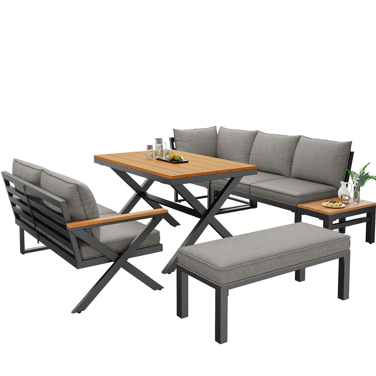 LOUNGE-GRUPPE X-Design Grau/Beige - Grau, Metall - ComfortXL