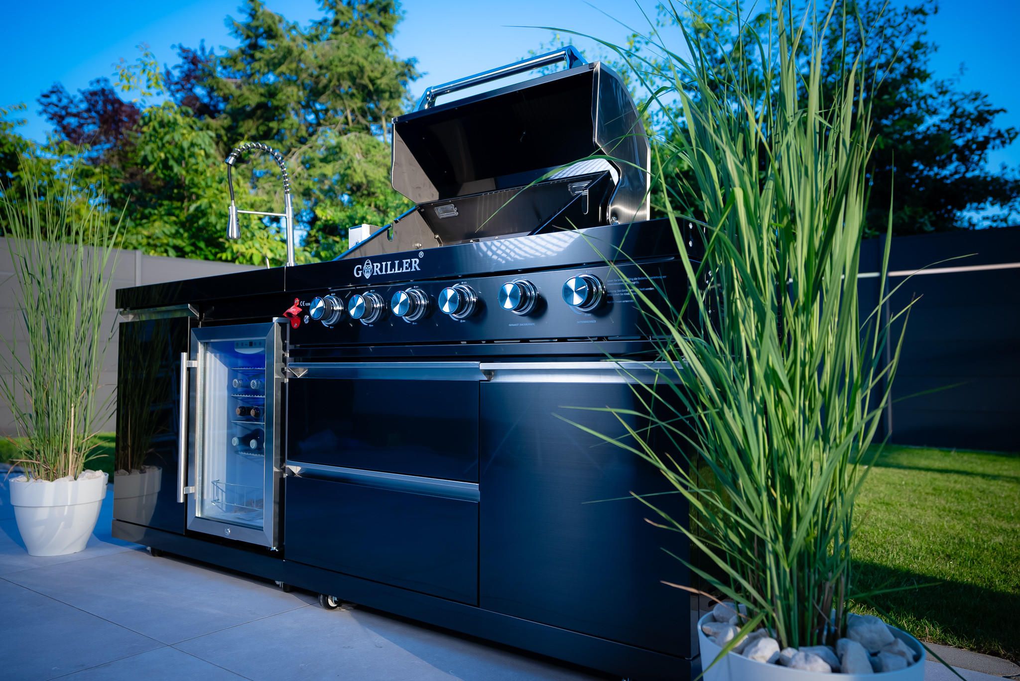 OUTDOORKÜCHE Grillmaster Fusion 217/58/119 cm - Schwarz Hochglanz, Metall (58/90/217cm) - Goriller