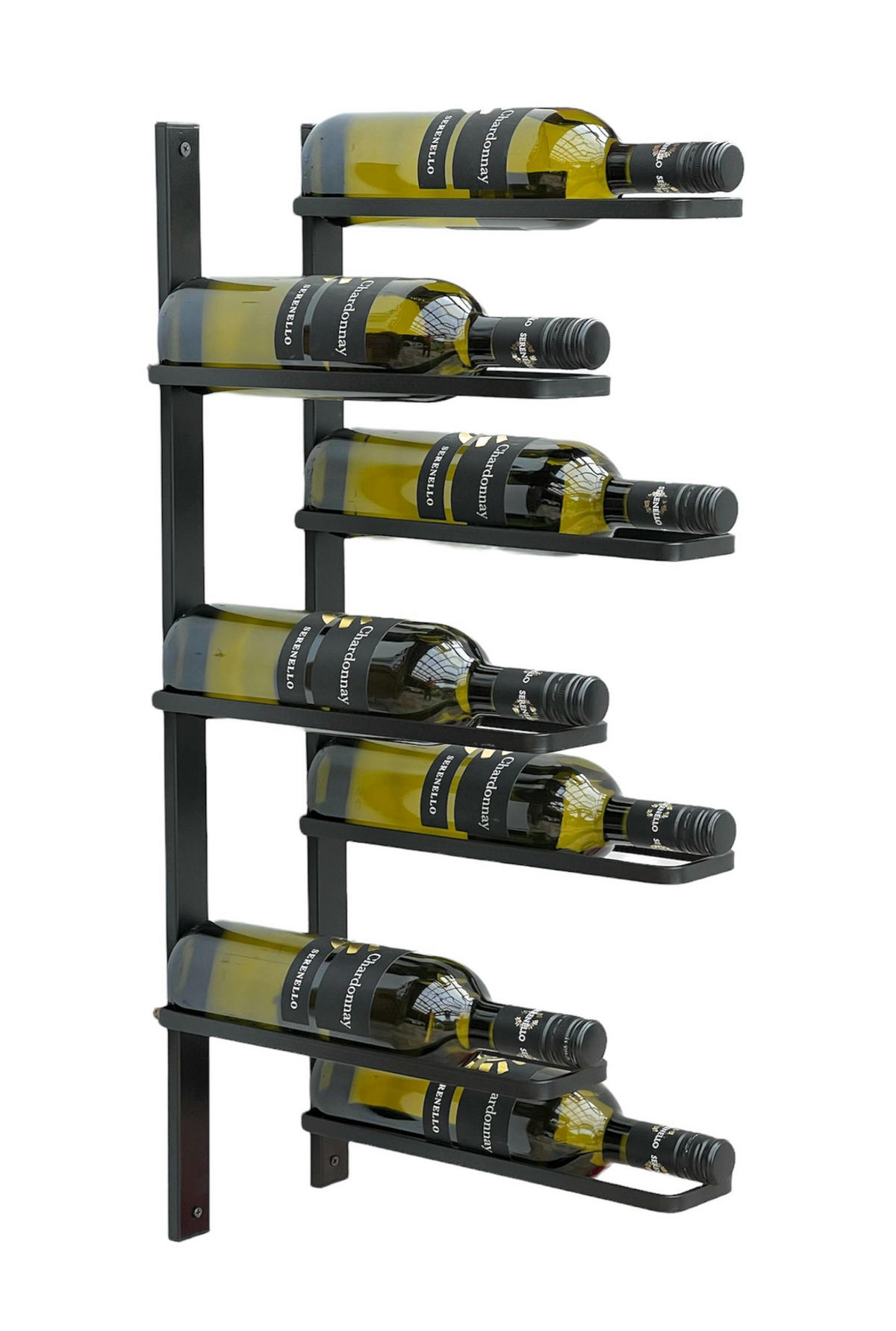 WEINREGAL für 7 Flaschen 2.Teilig Metall Schwarz Wand 96326 - Schwarz, Metall (7.5/71/30cm) - DanDiBo
