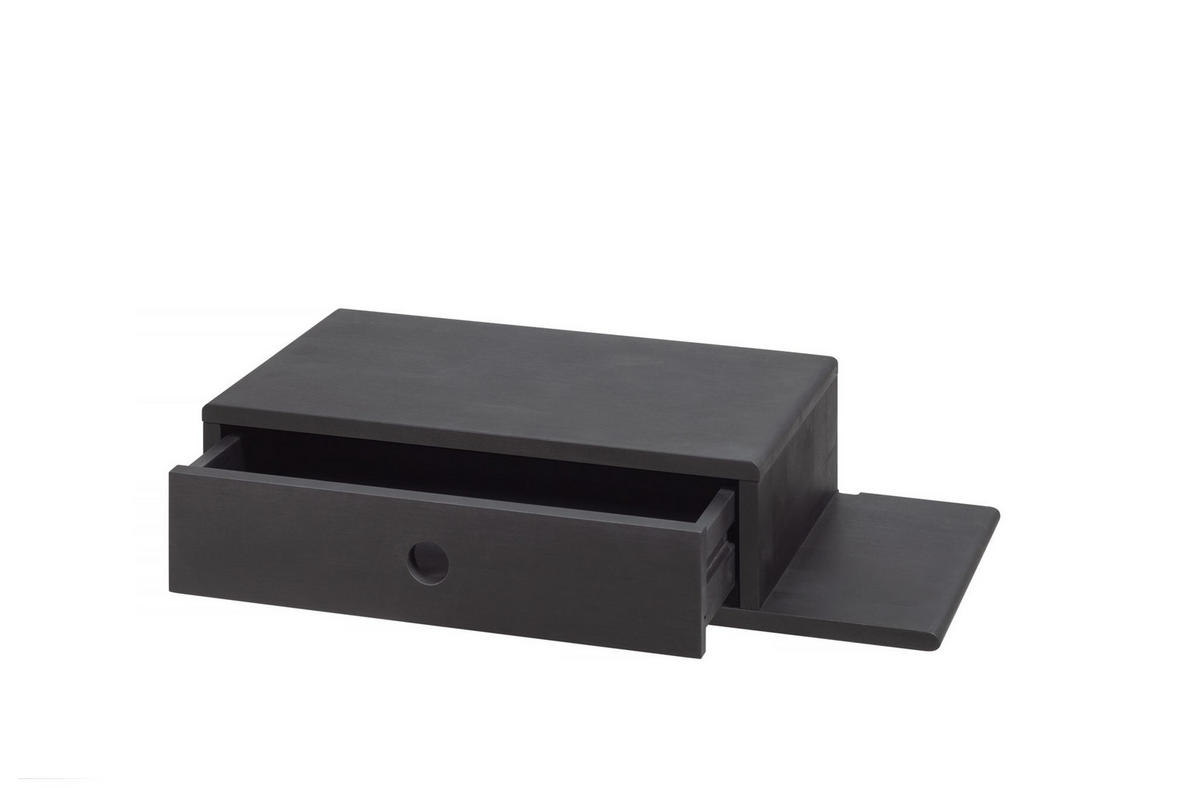 NACHTTISCH Hope mit Ablage rechts, schwarze Birke, 30/65/15 cm - Schwarz, Holz (65/15/30cm) - WOODEK
