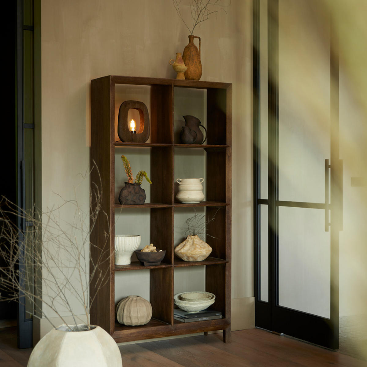 TISCHLAMPE Kelafo Braun 24/8/30 cm - Dunkelbraun, Holz (24/8/30cm) - Light & Living