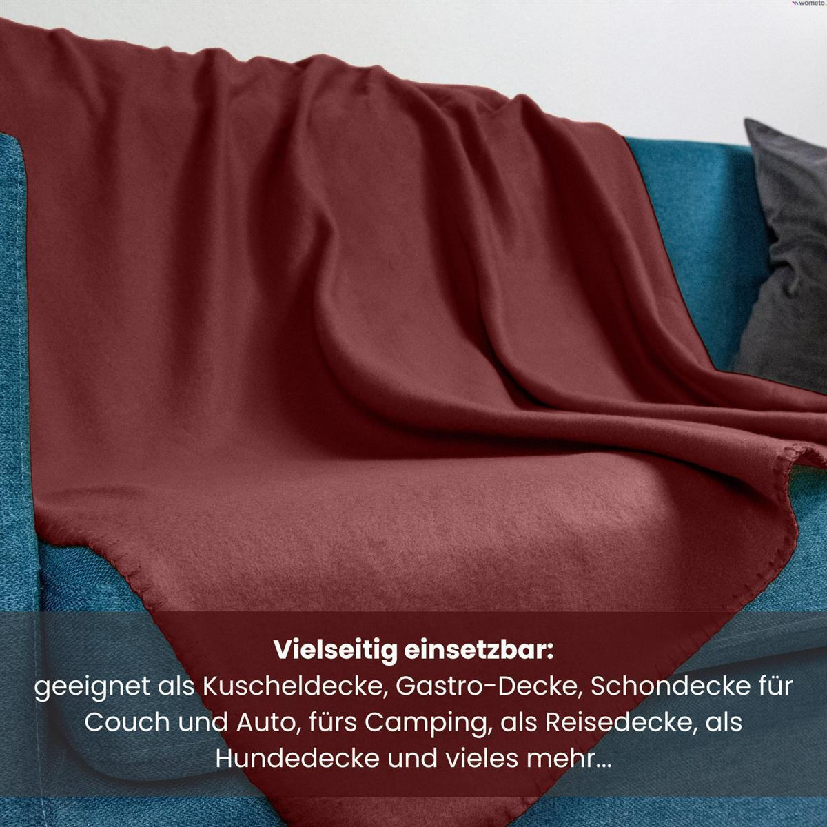 FLEECEDECKE 3er Set weinrot 130/160 cm Kettelrand Anti-Pilling - Bordeaux, Textil (130/160cm) - wometo