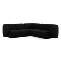 ECKSOFA Bouclé Stoff Schwarz - Schwarz, Holzwerkstoff/Kunststoff (251/251cm) - Makamii