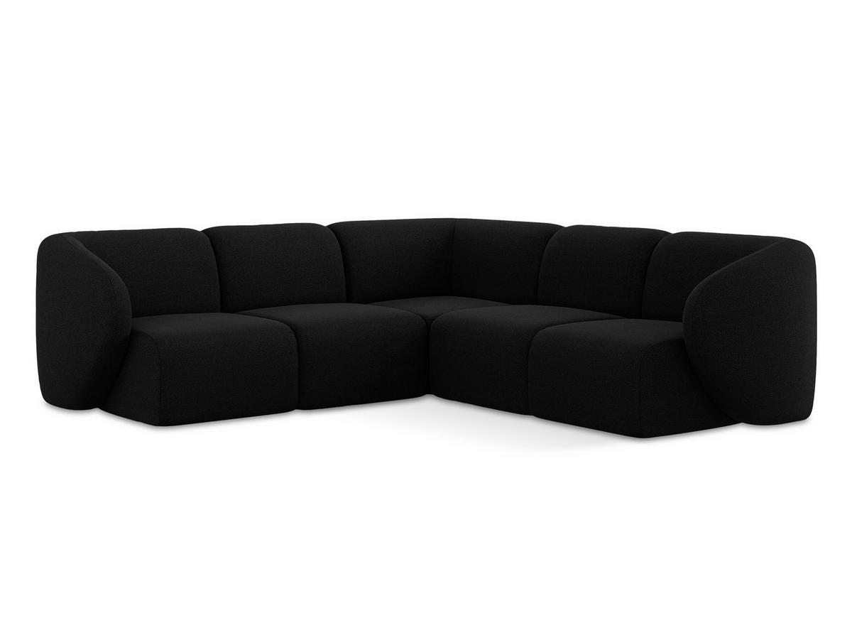 ECKSOFA Bouclé Stoff Schwarz - Schwarz, Holzwerkstoff/Kunststoff (251/251cm) - Makamii