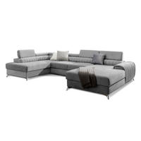 WOHNLANDSCHAFT mit Schlaffunktion und Bettkasten - Chromfarben/Grau, Textil/Metall (354/92/202cm) - Eltap