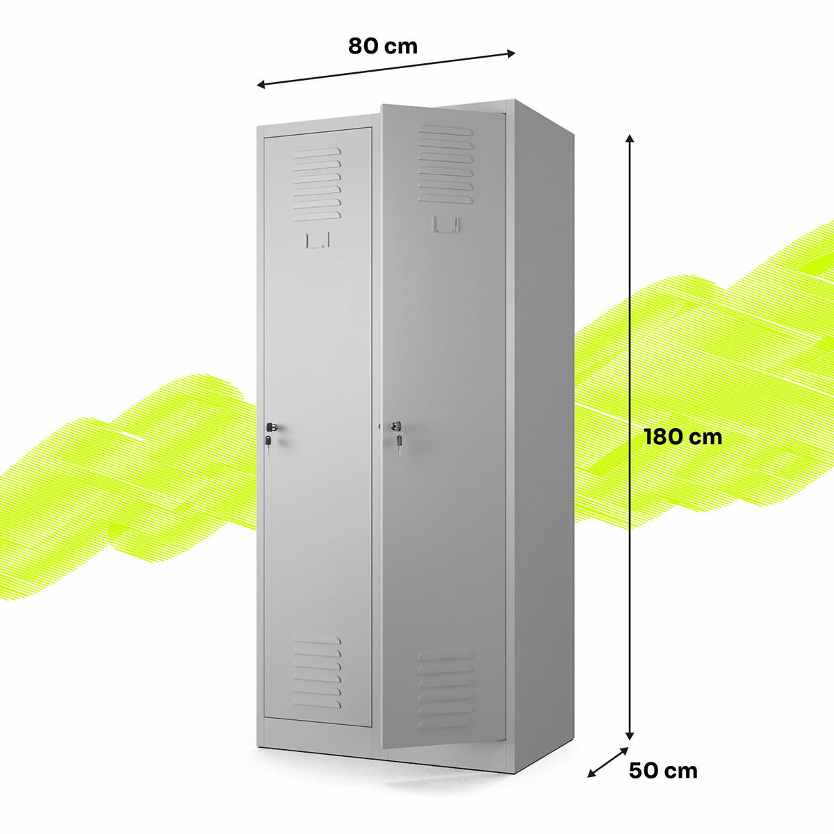 MEHRZWECKSCHRANK 2-türig aus Metall Hellgrau 80x180x50cm - Hellgrau, Metall (80/180/50cm) - Muralo