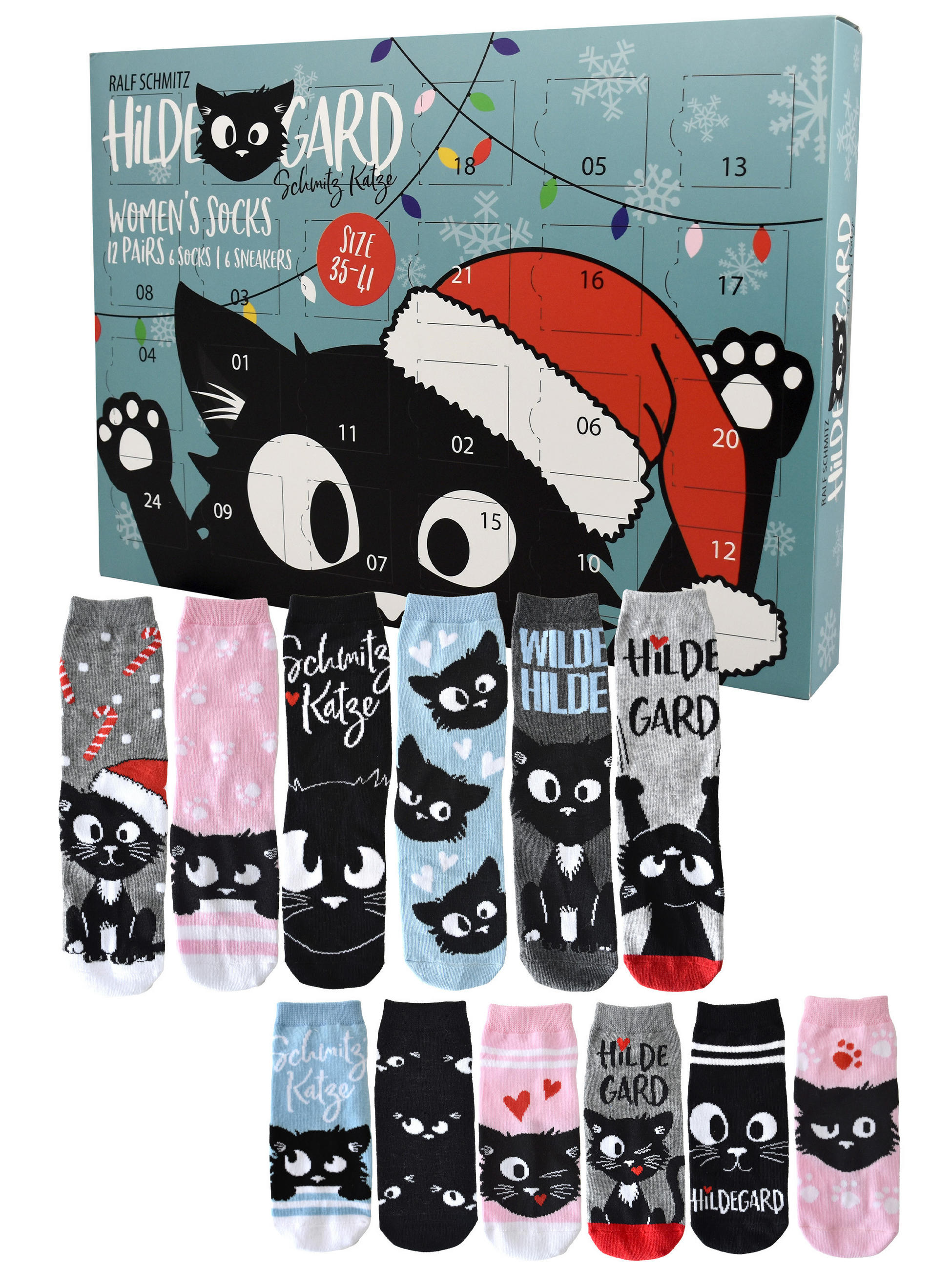 ADVENTSKALENDER Ralf Schmitz Hildegard mit 12 Paar Socken Größe 35-41 - Multicolor, Textil (37/5/26.5cm) - United Labels