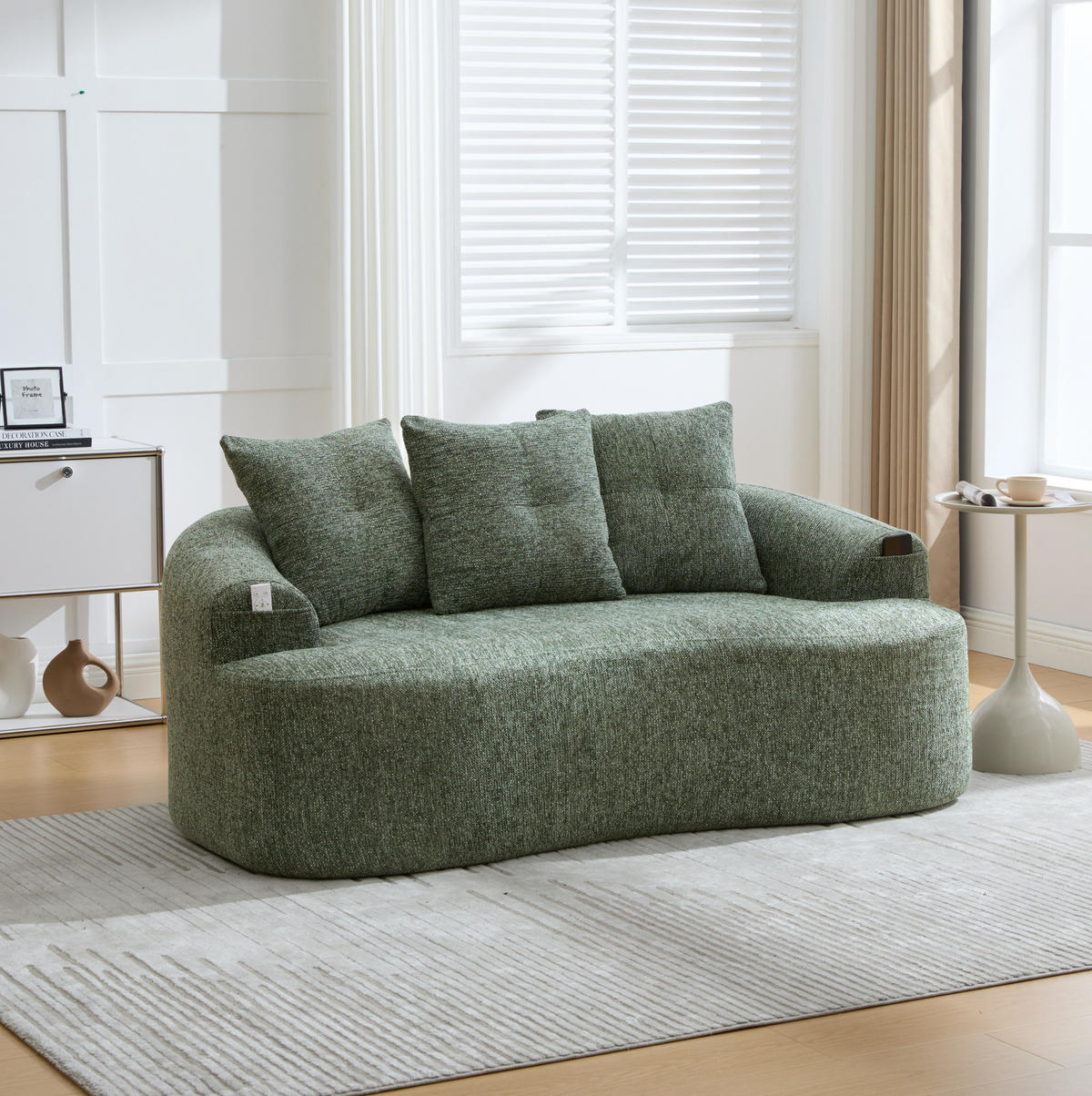 ZWEISITZERSOFA Chenille Grün 164 x 92 x 60 cm - Grün, Holzwerkstoff (164/64/92cm) - Meubliv